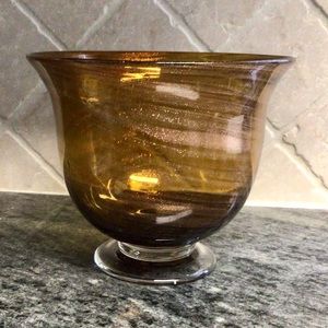 Big Hand Blown Bronze Glass Bowl, candy dish, candle holder